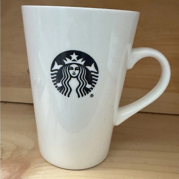 Starbucks Other - Starbucks Tall Ceramic Coffee Cup Mug 16oz White Black Siren Mermaid Logo 2015 !